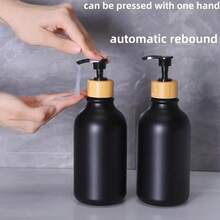 9pcs Premium Bathroom Accessory Set, Featuring Wooden Bathroom Hardware, Includes A Wash Brush, Toothbrush Holder, Plastic Toilet Brush, Cup, Soap Dish, And Trash Can - The Perfect Complete Luxury Bathroom Set, Including A Soap Box, Toothbrush Holder, Swab Jar, Etc. - Matte Black With Bamboo Texture, Made Of Durable Plastic. - Multicolor - View 4