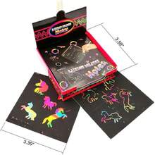 Scratch Art, Caja de Mini Notas con Bolígrafo y Plantilla de Dibujo, Libro Negro para Rascar y Pintar, Kit de Papel de Rascar Arcoíris para Arte Niños, Felicitación Festivas,notas,dibujos de Graffiti,40843731 - Multicolor - Ver 2