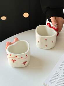 1个心形陶瓷咖啡杯，简约欧式陶瓷杯，马克杯，咖啡杯，精致陶瓷茶杯，早餐杯，果汁杯，牛奶杯，水杯，礼品杯 - 彩色 - 查看 8