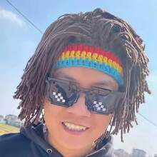 1顶时尚针织假发帽,男士适用,适合户外运动、生日礼物和日常佩戴 - 彩色 - 查看 5