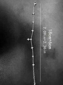 1pc Women's Fashionable Shiny Four-Leaf Flower Anklet, Waterproof Stainless Steel Chain With Copper Flower Pendant, Suitable For Daily Wear, Parties, Beach - Silver - View 5