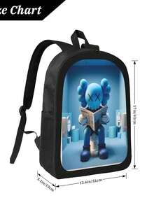 Kawss Kawaii Kaw  Anime Cartoon Men&AposLarge Capacity Backpack With Adjustable Shoulder Straps For Convenient Design, Waterproof And Scratch Resistant, Travel, And Commuting Backpacks - 黑色 - 查看 5