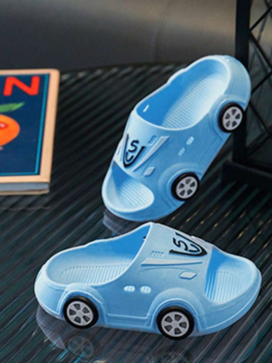 Fashionable Anti-Slip Indoor Cute Cartoon Car Design Baby Slippers - Baby Blue - View 1