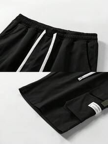 1pc Men's Casual Cargo Shorts With Large Pockets, Summer - Black - View 4