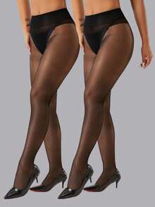 1双女士20D黑色性感连裤袜，时尚简约连裤袜，纯色透明 - 彩色 - 查看 11