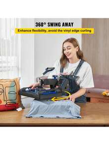 Heat Press Machine, 12 X 15 Inches, Fast Heating, 360 Swing Away Digital Sublimation T-Shirt Vinyl Transfer Printer With Anti-Scald Surface, Canvas Bag, Pillow, Banner, Blue - ‎12 x 15 英寸 - 查看 5