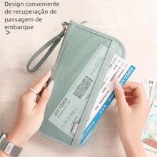 Capa Para Cartão De Passaporte De Viagem À Prova D'água , Bolsa Organizadora De Documentos Familiares , Acessórios - Verde - Visão 4