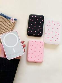 (Case Only) Heart Pattern Magnetic Power Bank Protective Cover | Anti-Drop & Anti-Slip Silicone Case For Wireless Charging Power Banks - Multicolor - View 1