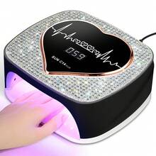 LIMEGIRL 美甲灯，带4个定时器和心形设计，67颗LED灯珠（红光护理），插电式凝胶指甲油烘干机 - 10/30/60/99秒触摸控制固化灯，适用于家庭沙龙 - 黑色 - 黑色 - 查看 2