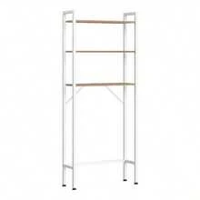 1 Stück Aufbewahrungsregal, Waschmaschinenregal mit 3 Ablagen, Toilettenregal, Badezimmerregal, Stehregal über der Toilette, platzsparend, einfache Montage, modern, freistehend, B 67" x H 164" x T 24 cm, Ablagen - Hellholzoptik+Weiß - Übersicht 4