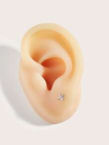 1pc Fashionable Minimalist Windmill Diamond Stainless Steel Stud Earrings, Suitable For Women's Daily Wear - Windmill - View 4