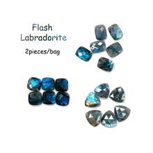2pieces Natural Stone Charms Flash Labradorite Faceted Rectangle Pendants For Jewelry Making DIY Necklace Bracelets Earrings Handicrafts Accessories - Colored-glitter Stones - View 11