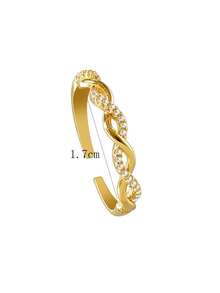 Rhinestone Decor Cuff Ring - Gold - View 5