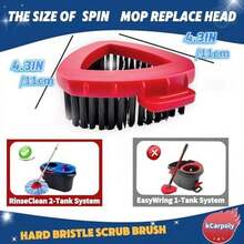 Spin Scrub Brush, 2 Pack Mop Head Replacements Compatible For O Ceda RinseClean 2 Tank System, Hard Bristle Cleaning Brush For Tile, Shower Cleaner Scrubber Brush, With Mop Base - / - Xem 2