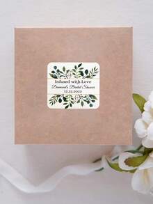 Premium Glossy/Square/Rectangular Labels/Customizable With Your Name/Custom Stickers/Square Wedding/Birthday Labels - Green - View 4