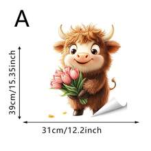 1/4 Set di adesivi per finestre primaverili con animali, conigli carini, mucche delle highlands, scoiattoli con tulipani e girasoli, decorazioni statiche per vetri, decorazione per il soggiorno - Multicolore - Visualizzare 13