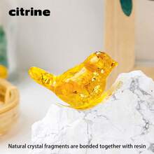 1件天然水晶树脂鸟摆件，室内外家居装饰雕像，圣诞节万圣节礼物，口袋大小的水晶动物饰品，圣诞节和万圣节礼物，经典鸟类雕像，可作为天然石材装饰摆件 - 滴膠小鳥 - 查看 9