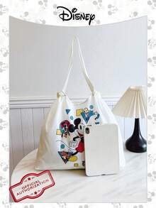 Disney 1 Pc Officially Licensed Mickey Mouse Pattern Storage Bag High-Capacity Shopping Bag High-Capacity Foldable Tote Bag Drawstring Shoulder Bag Lightweight Handbag Official Licensed - Verifiable For Lady/Girls/Women Perfect For Daily/Shopping/Going Out - White - View 5