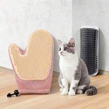 1pc Cat Grooming Glove With 1pc Cat Grooming Brush Toy, Cat Scratching Tool, Wall Scratching Tool, Fur Grooming Tool, Scratch-Free Cat Scratcher, Face Grooming Tool, Scratching Tool, Wall Scratching Tool, Self-Grooming Cat Brush Glove - Multicolor - View 7
