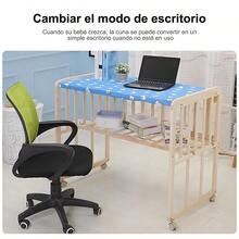 Cuna Colecho Regulable De Madera Con Ruedas Y Mosquitero - Azul - Ver 9