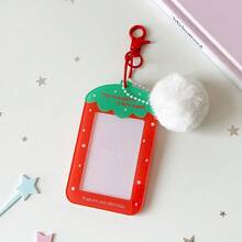 Ins Style Korean Version Strawberry Acrylic Card Holder Campus Card Celebrity Small Card Holder Girl Backpack Pendant With Pom-Pom - White Hairless Ball - View 11