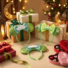 Disney Valentine's Day Limited Edition Headband, Green Glitter Lotus Flower + Frog Prince Elements - Multicolor - View 3