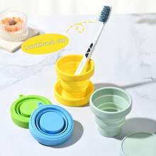 Collapsible Travel Cup, 150mL Travel Folding Water Cup Silicone Mug Portable Drinking Cup For Camping Hiking Outdoor - 果綠色[附愛心繩] - 查看 6
