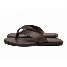Men's Casual Slides, Lightweight & Durable Thong Sandals For Beach, Summer - Brown - View 5