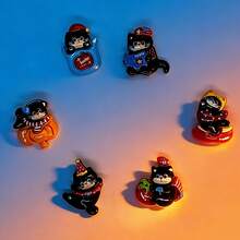 6pcs Black & Blue Naughty Black Cat Detachable Hole Punch Shoe Charms - Mischievous Black Cat - View 1