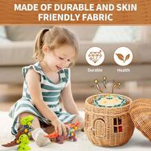 Cesta de almacenamiento con tapa, organizador de almacenamiento tejido, cestas de hongos de ratán hechas a mano, caja decorativa de escritorio, bolsa de mano, artículos para el hogar - piñas mini - Ver 3