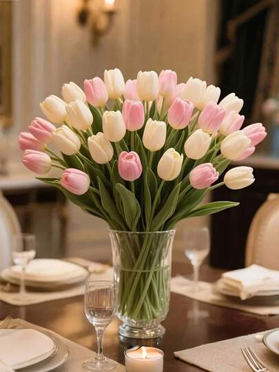 10 pezzi/5 pezzi Tulipani artificiali - 5 bianchi + 5 rosa, decorazione per la casa in stile scandinavo resistente allo sbiadimento, adatta per anniversari, decorazioni per feste, applicabile per matrimoni, decorazione per la casa, regali di compleanno, ecc. Adatto per decorazioni per il soggiorno e il tavolo, può essere utilizzato per la decorazione della casa, del matrimonio, applicabile per matrimoni, fidanzamenti, compleanni della sposa, casa, ufficio, feste, può anche essere utilizzato come regalo per la festa della mamma, può essere utilizzato sia in ambienti interni che esterni (escluso il vaso per fiori)