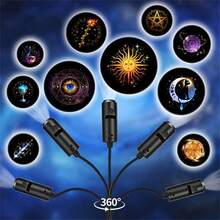 3/6/10颗LED投影灯 | 360°旋转，营造节日氛围，适用于墙壁、天花板、室内、卧室、复活节、斋月装饰，USB供电 - 黑色 - 查看 9