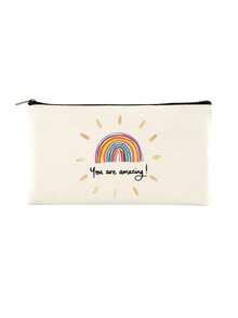 Lot de 5/2/1 sacs de rangement zippés en toile à motifs floraux et lecture, sacs d'emballage cadeau avec inscription motivante << Tu es génial(e) », parfaits pour la rentrée scolaire, les fêtes de remise de diplômes, les voyages, les anniversaires, la fête des professeurs, les cadeaux pour les camarades de classe, les amis, les étudiants et les enseignants. - Beige - Voir 13