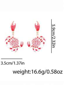 1对夸张海滨度假风合金螃蟹可爱小众休闲耳环（女士款） - 粉紅色螃蟹 - 查看 4