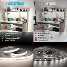 Tira Led de 5M, Luz COB 24V, Luz LED flexible cortable, Adecuado para Sala de Estar, Cocina, Armario, Dormitorio,, Escaleras, Etc (5 Cálido) - 10M Blanco - Ver 5