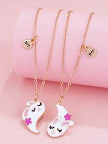 Bộ 2 mặt dây chuyền hình thỏ hoạt hình dễ thương và biểu tượng Âm Dương, quà tặng cho bạn thân hoặc bạn gái. - Nhiều màu - Xem 8