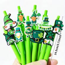 20支/套 圣帕特里克节四叶草主题圆珠笔，0.5毫米绿色凝胶墨水笔，笔身印有可爱的四叶草图案，适合作为派对礼物、学校用品、办公用品和家居用品。 - 黑色 - 查看 4