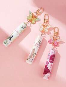 1/2pcs Crystal Butterfly Pendant Perfume Sub-Bottling, With Keychain Flower Butterfly Print Pattern Cosmetic Bottle, Women'S Bag Pendant, Bottom Filling Perfume Sub-Packaging Tool, Birthday Gift For Family And Friends, Holiday Gift, Suitable For Travel Portable 5ml - 彩色 - 查看 9