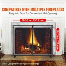 Fireplace Screen 1 Panel With Door, Sturdy Iron Mesh Fireplace Screen, 38.98"(L) X30.7"(H) Spark Guard Cover, Simple Installation, Free Standing Fire Fence Grate For Living Room Home Decor Moder - Simple Black - View 2