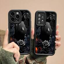 Estuche para teléfono con patrón de rosa negra y as de espadas Compatible con estuches para teléfonos   17  17 Pro  16 Pro Max  15 Pro Max  14 y  13 Hecho de material de TPU duradero, resistente a caídas y elegante Un regalo perfecto para familiares, amigos y seres queridos y un excelente regalo para cumpleaños, San Valentín y Año Nuevo. - Negro - Ver 3