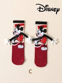 3 Pairs Cute 3D Disney Mickey Mouse Knee High Socks, Children's Christmas Thigh High Socks, Fashionable Kids Party Tall Socks, High Quality Gift. Back To School Season, Fun & Stylish Disney Fans, Family Gathering Christmas Gift Tote Socks - Multicolor - View 20