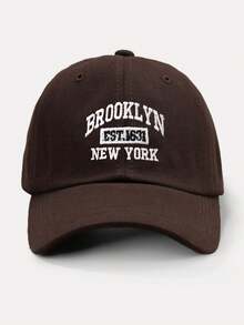 1件 Y2K 滑雪帽 中性刺繡字母 BROOKLYN NEW YORK 防曬透氣時尚棒球帽，適合日常戶外旅行防曬穿著 - 咖啡棕 - 查看 4