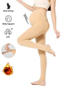 1条加厚保暖内衬紧身裤，简约百搭，配有可调节松紧带 - 彩色 - 查看 15