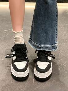 2026春秋新款时尚隐形坡跟运动鞋，多功能运动鞋，适合学生、户外、跑步、休闲穿着 - 黑色 - 查看 4