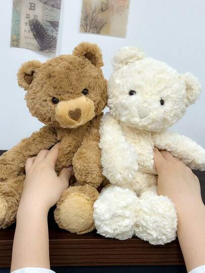 1pc 42cm/16.54in Teddy Bear Plush Doll, Soft & Cute Brown & White Large Teddy Bear Plush Doll, Classic Design, Ideal For Baby Shower, Birthday, Valentine's Day, Christmas And Party Decoration, Perfect Plush Gift For Children And Infants