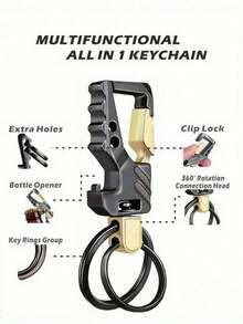 2 Packs Keychain EDC Keychain Keychain Bottle Opener Automatic Car Keychain Tactical Carabiner Keychain With Clip For Men Women Car Accessories Bag Charm School Cute Goth Y2k Christmas Gift Ideas - Multicolor - 查看 2