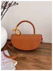 Saddle-Style Handbag Underarm Bag Versatile Casual Work Bag Crossbody Shoulder Bag - 棕色 - 查看 4