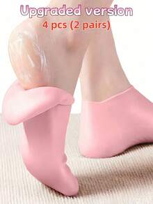 1 Pair High Elastic Moisture-Wicking Compression Socks, Reusable Aloe Vera Socks, Night SPA Socks, Non-Slip Gel Heel Socks, Unisex, Suitable For Dry Skin, Dry Feet, Rough Skin, Home Foot Care, Can Be Used With Favorite Lotions And Creams, Gift For Mom, Girls, Various Combinations, Suitable For Massage And Moisturizing Gel For Foot Care, Friend Gift, Women Gift - Multicolor - View 16