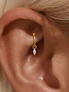 1 đôi bông tai kẹp hình lá bằng bạc Sterling 925, kiểu dáng cổ điển, phù hợp để đeo hàng ngày, dự đám cưới, tiệc tùng, lễ đính hôn, là món trang sức cao cấp. - Vàng - Xem 5