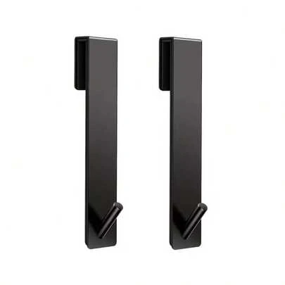 2pcs Stainless Steel Bathroom Frameless Glass Shower Door Hooks, Heavy Duty Clothes & Towel Hooks, Available In Silver, Black, Gold